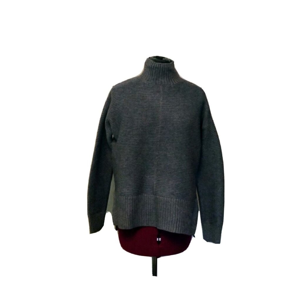 Sweet Romeo Sweater Charcoal Women Side Split Size XS Mock Neck High Low Hem
